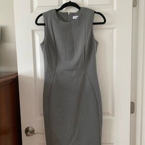 Calvin Klein Gray Midi Dress with Sheath Style and Sleeveless Design